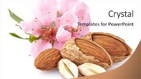  Presentation with almonds - PPT theme featuring almonds with flowers background and a white colored foreground