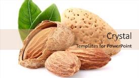  Presentation with almonds - Slide set consisting of almonds with leaf background and a coral colored foreground