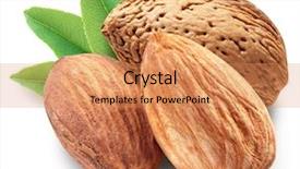  Presentation with maximum - Colorful slide deck enhanced with almonds with leaves isolated on white background image with maximum sharpness clipping path backdrop and a coral colored foreground