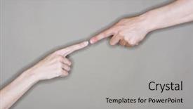  Presentation with extended reality - Colorful PPT theme enhanced with almost touching extended index finger backdrop and a  colored foreground