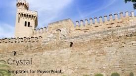  Presentation with island - Presentation theme having almudaina-palace-in-palma-de background and a coral colored foreground