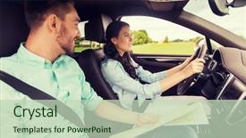  Presentation with road trip cars - Amazing presentation theme having alocation - leisure road trip travel backdrop and a soft green colored foreground