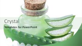  Presentation with cosmetic - PPT theme with aloe-gel-in-the-cosmetic background and a mint green colored foreground