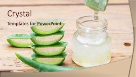  Presentation with aloe vera gel - PPT theme with aloe leaves and aloe gel background and a lemonade colored foreground