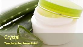  Presentation with phytochemical aloe vera - PPT theme with aloe lotion with aloe leaf background and a tawny brown colored foreground