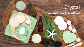  Presentation with skin care natural products - PPT layouts consisting of aloe-vera-skin-care-natural background and a tawny brown colored foreground