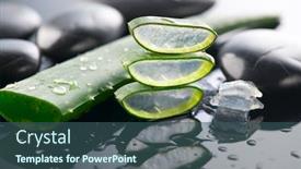  Presentation with gel medicine - Beautiful theme featuring aloe-vera-slices-and-spa backdrop and a ocean colored foreground