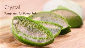  Presentation with skin care organic cosmetics - Presentation theme enhanced with aloe-vera-slices-closeup-slice background and a lemonade colored foreground
