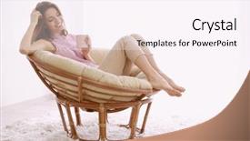  Presentation with beautiful young woman getting face - Audience pleasing presentation theme consisting of alone - beautiful young woman drinking tea backdrop and a pink colored foreground