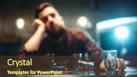  Presentation with alcohol addiction - Presentation with alone - drunk man sleeps at bar background and a tawny brown colored foreground