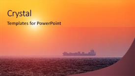  Presentation with burial at sea - Beautiful PPT theme featuring alone barge in tranquil sea backdrop and a  colored foreground