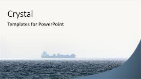  Presentation with tranquil - Beautiful slide deck featuring alone barge in tranquil sea backdrop and a  colored foreground