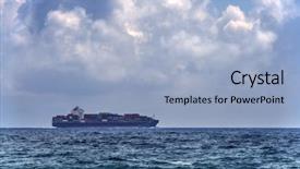  Presentation with tranquil - Theme featuring big ship - alone boat in tranquil sea background and a light blue colored foreground
