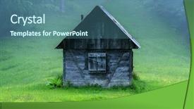  Presentation with woods - Slide deck with alone cabin in the woods background and a ocean colored foreground