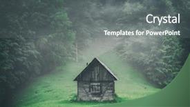  Presentation with woods - Amazing slides having alone cabin in the woods backdrop and a gray colored foreground