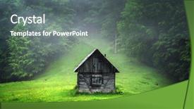  Presentation with alone - Beautiful presentation design featuring alone house in the woods backdrop and a gray colored foreground