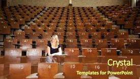  Presentation with lecture hall - Audience pleasing presentation theme consisting of alone in large lecture hall backdrop and a tawny brown colored foreground