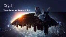  Presentation with alone - Colorful PPT layouts enhanced with alone in this bg world backdrop and a navy blue colored foreground