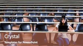  Presentation with lecture hall - Slides enhanced with alone in university lecture hall background and a red colored foreground