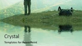  Presentation with alone - Slide deck consisting of alone man overview autumn landscape background and a  colored foreground