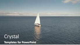  Presentation with ocean surface - Theme having alone-sail-yacht-reflect background and a dark gray colored foreground