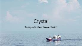  Presentation with alone - Beautiful theme featuring alone ship in blue sea backdrop and a light blue colored foreground