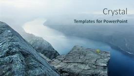  Presentation with spectacular - PPT theme with alone-tent-near-trolltunga-rock background and a sky blue colored foreground