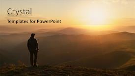  Presentation with cliff - PPT theme consisting of alone-tourist-on-the-edge background and a yellow colored foreground