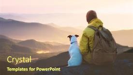  Presentation with cliff - Presentation design consisting of alone-tourist-sitting background and a tawny brown colored foreground