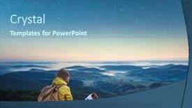  Presentation with starry night - Amazing slide deck having alone-tourist-sitting backdrop and a ocean colored foreground