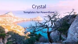  Presentation with black sea - Presentation design featuring alone tree on the edge background and a sky blue colored foreground