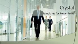  Presentation with few of them placed inside - Slides featuring along corridor inside office building background and a light gray colored foreground