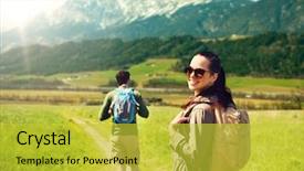  Presentation with tourism - Beautiful PPT theme featuring along country road over mountain backdrop and a yellow colored foreground