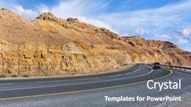  Presentation with highway - Amazing PPT theme having along mountains of arava desert backdrop and a gray colored foreground