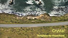  Presentation with scenic - Slides having along pacific ocean on california background and a tawny brown colored foreground