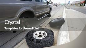  Presentation with roadside - Theme featuring along roadside with damaged tire background and a dark gray colored foreground
