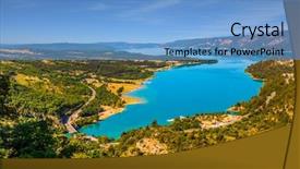  Presentation with water river - Slide deck with along the canyon the midday background and a  colored foreground