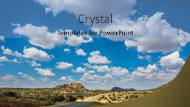  Presentation with savannah - Colorful slide deck enhanced with along the road low trees and yellowed grass fluffy clouds over the savannah the asphalt highway in namibia backdrop and a teal colored foreground