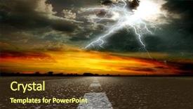 Presentation with lightning - Presentation theme consisting of along the road sunset background and a tawny brown colored foreground