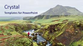  Presentation with river valley - PPT layouts consisting of along the skoga river iceland background and a sky blue colored foreground