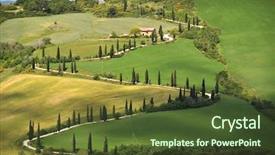  Presentation with tuscany - Presentation design with along winding rural road tuscany background and a tawny brown colored foreground