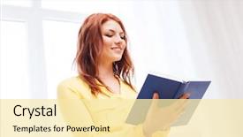  Presentation with education - Amazing slide deck having home reading and education concept backdrop and a blonde colored foreground