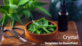  Presentation with aloe vera - Presentation design featuring alovera - bottle of aloe vera essential background and a tawny brown colored foreground