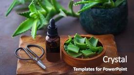  Presentation with aloe vera - Beautiful PPT theme featuring alovera - bottle of aloe vera essential backdrop and a tawny brown colored foreground