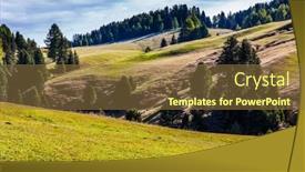  Presentation with tourism hiking - Colorful PPT layouts enhanced with alpe-di-siusi-is-plateau backdrop and a tawny brown colored foreground