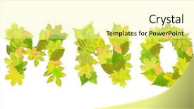  Presentation with green leaves - Colorful slide deck enhanced with alphabet - letters with a green backdrop and a blonde colored foreground