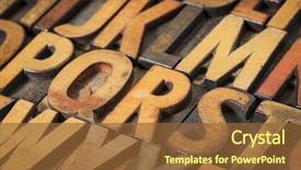  Presentation with alphabet - Audience pleasing PPT theme consisting of alphabet abstract in vintage letterpress wood type printing blocks backdrop and a tawny brown colored foreground
