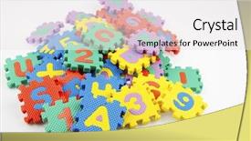  Presentation with circle puzzle pieces - Beautiful slide deck featuring alphabet and number puzzle pieces backdrop and a white colored foreground