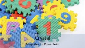  Presentation with circle puzzle pieces - Cool new slides with alphabet and number puzzle pieces backdrop and a teal colored foreground