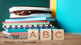  Presentation with abc - PPT theme with alphabet blocks blackboard - colourful stationery and word abc background and a  colored foreground